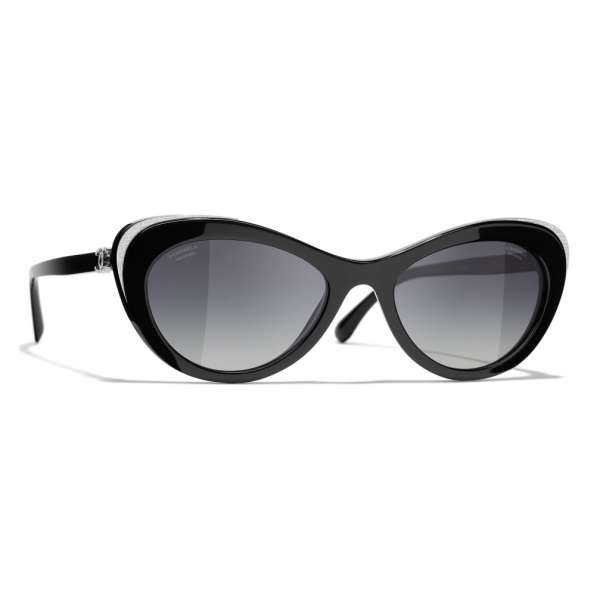 Chanel - Occhiali Cat-Eye da Sole - Nero Argento Grigio - Chanel Eyewear