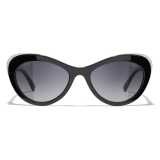 Chanel - Cat Eye Sunglasses - Black Silver Gray - Chanel Eyewear