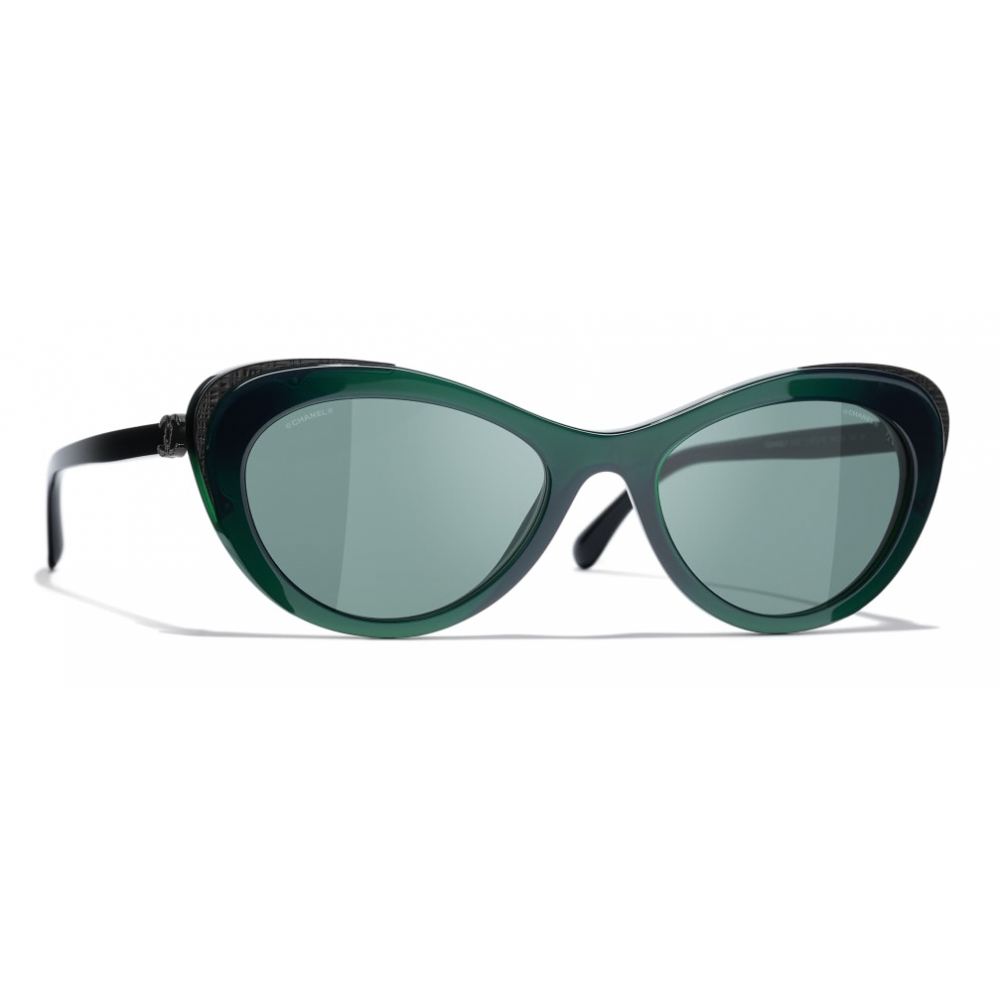 Pre-owned Womens Green Ch5459 Cat-eye Acetate Sunglasses