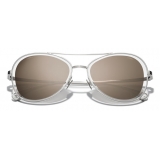 Chanel - Occhiali Modello Pilota da Sole - Argento Oro Bianco - Chanel Eyewear