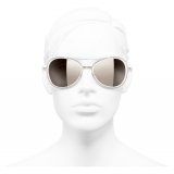 Chanel - Occhiali Modello Pilota da Sole - Argento Oro Bianco - Chanel Eyewear