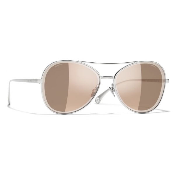 Chanel - Pilot Sunglasses - Silver Pink Gold - Chanel Eyewear