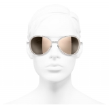 Chanel - Occhiali Modello Pilota da Sole - Argento Oro Rosa - Chanel Eyewear