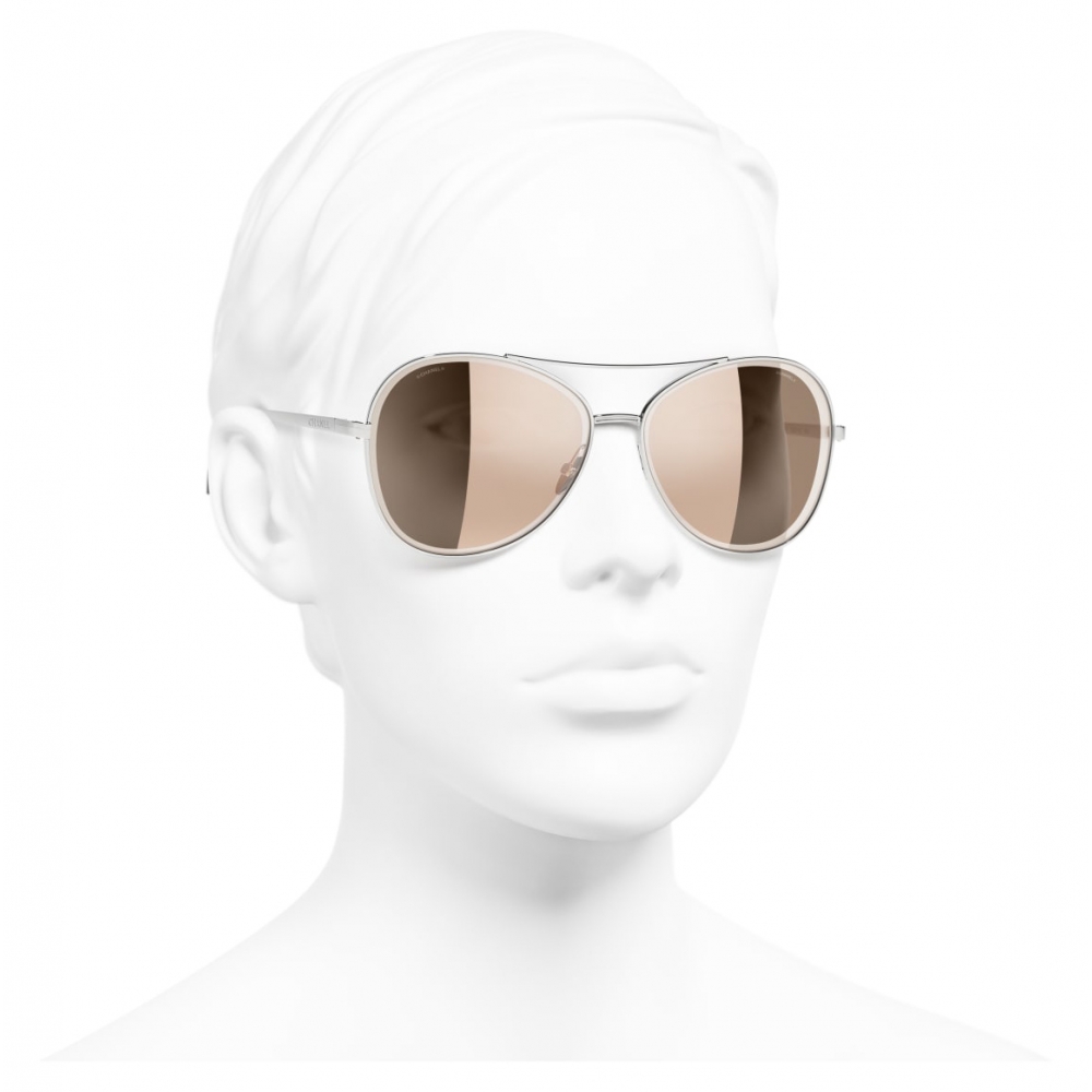 Chanel - Pilot Sunglasses - Silver Pink Gold - Chanel Eyewear - Avvenice