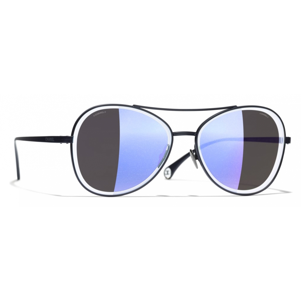 chanel sunglasses metal blue