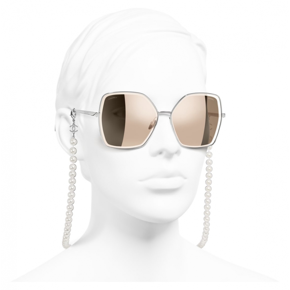 Chanel - Pilot Sunglasses - Silver Light Pink Mirror - Chanel Eyewear -  Avvenice