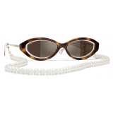 Chanel - Oval Sunglasses - Tortoise Brown - Chanel Eyewear