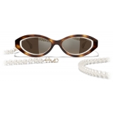 Chanel - Oval Sunglasses - Tortoise Brown - Chanel Eyewear