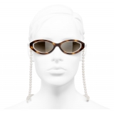 Chanel - Occhiali Ovali da Sole - Tartaruga Marrone - Chanel Eyewear