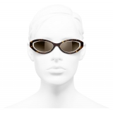 Chanel - Occhiali Ovali da Sole - Tartaruga Scuro Marrone - Chanel Eyewear