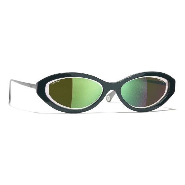 Chanel - Occhiali Ovali da Sole - Verde Scuro - Chanel Eyewear