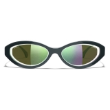 Chanel - Occhiali Ovali da Sole - Verde Scuro - Chanel Eyewear