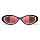 Chanel - Occhiali Ovali da Sole - Rosso Scuro - Chanel Eyewear