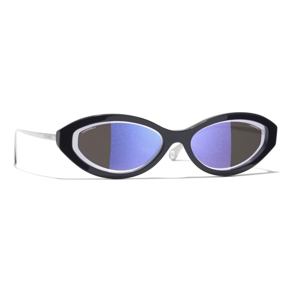 Chanel - Occhiali Ovali da Sole - Blu Scuro - Chanel Eyewear