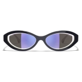 Chanel - Occhiali Ovali da Sole - Blu Scuro - Chanel Eyewear