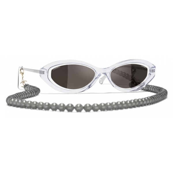 Chanel - Occhiali Ovali da Sole - Trasparente Grigio - Chanel Eyewear