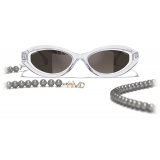 Chanel - Occhiali Ovali da Sole - Trasparente Grigio - Chanel Eyewear