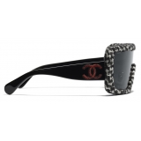 Chanel - Occhiali da Sole a Maschera - Bianco Nero Grigio - Chanel Eyewear