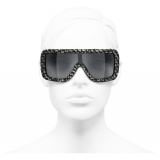 Chanel - Shield Sunglasses - Black White Gray - Chanel Eyewear