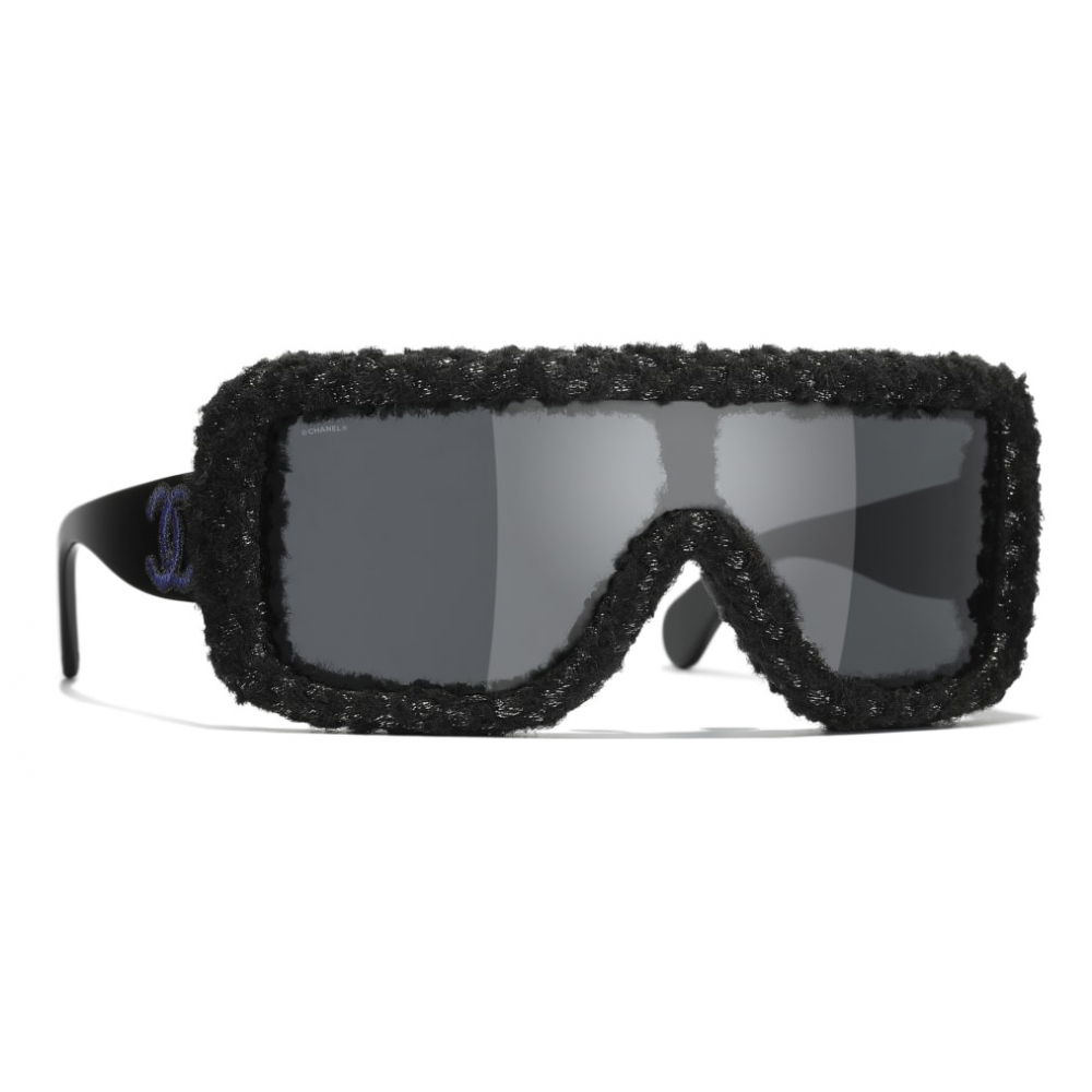 Chanel - Shield Sunglasses - Black White Gray - Chanel Eyewear - Avvenice