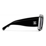 Chanel - Rectangle Sunglasses - Black Silver Gray - Chanel Eyewear