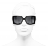 Chanel - Occhiali Rettangolari da Sole - Nero Argento Grigio - Chanel Eyewear