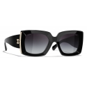 Chanel - Rectangle Sunglasses - Black Gold Gray - Chanel Eyewear