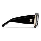 Chanel - Rectangle Sunglasses - Black Gold Gray - Chanel Eyewear