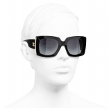 Chanel - Occhiali Rettangolari da Sole - Nero Oro Grigio - Chanel Eyewear