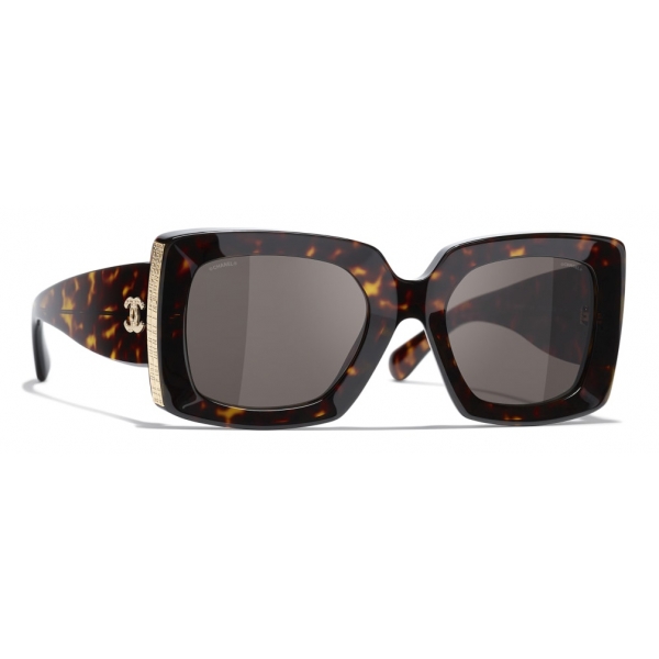 Chanel - Rectangle Sunglasses - Dark Tortoise Brown - Chanel Eyewear