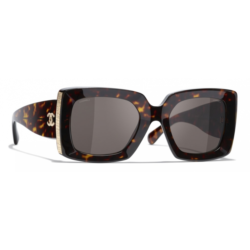Chanel - Oval Sunglasses - Black Beige Brown - Chanel Eyewear - Avvenice