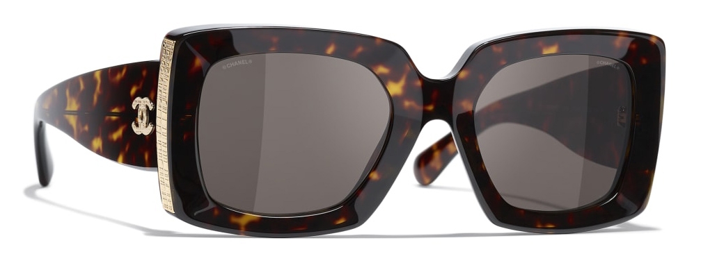 Chanel - Rectangle Sunglasses - Dark Tortoise Brown - Chanel