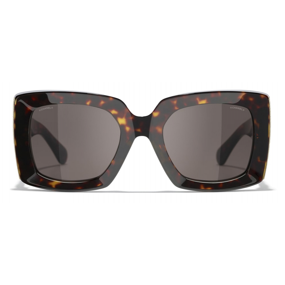 Chanel - Rectangle Sunglasses - Dark Tortoise Brown - Chanel