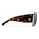 Chanel - Occhiali Rettangolari da Sole - Tartaruga Scuro Marrone - Chanel Eyewear