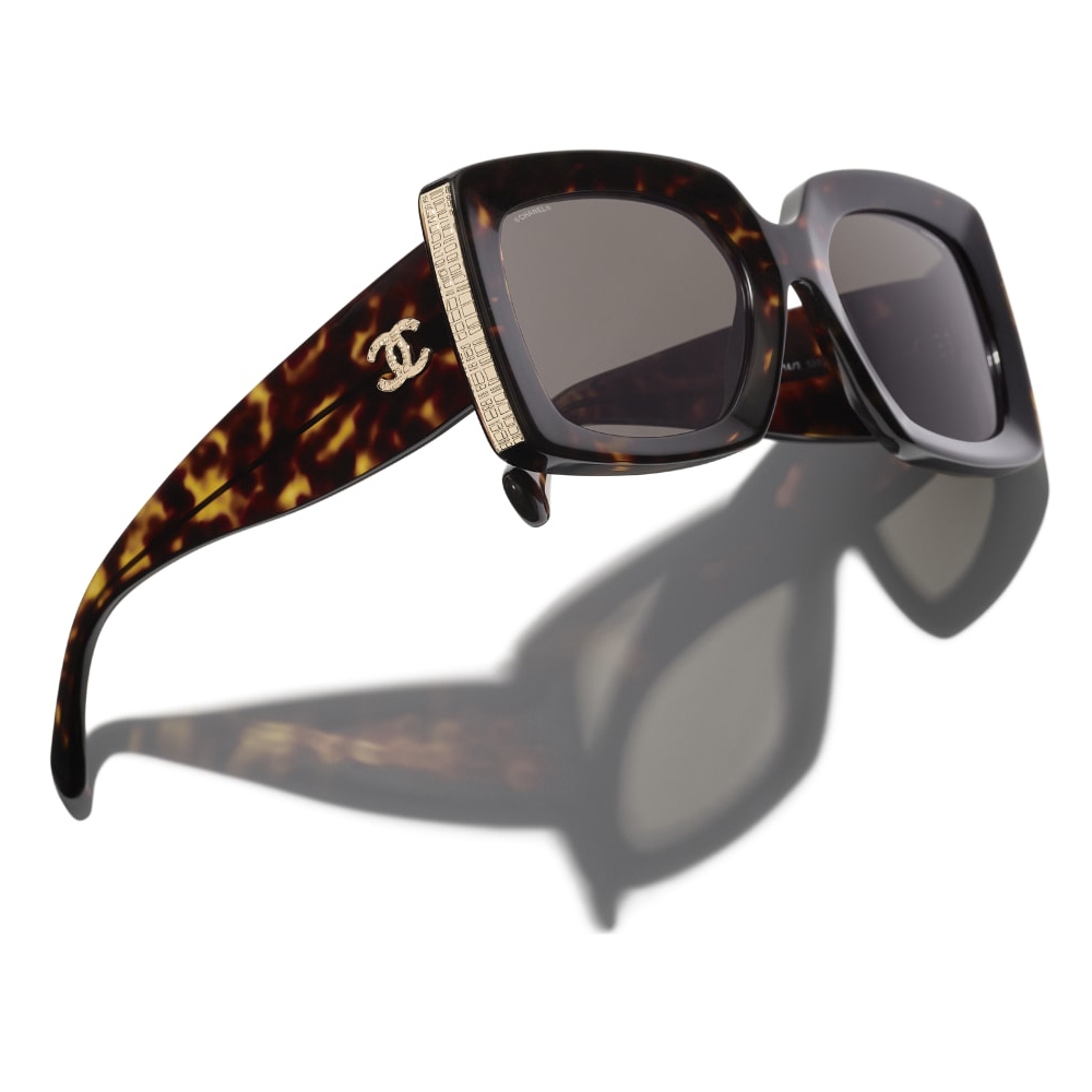 Chanel Brown Gradient Dark Tortoise Frame CC 5234-Q Square Sunglasses