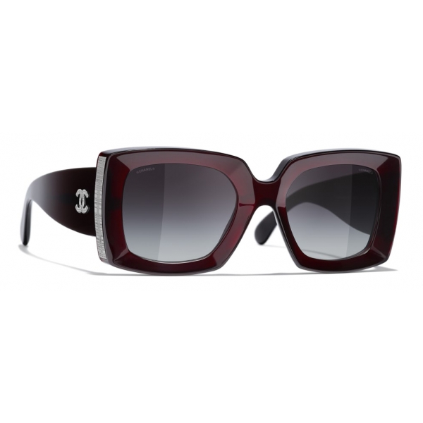 Chanel - Rectangle Sunglasses - Dark Burgundy Gray - Chanel Eyewear