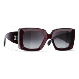 Chanel - Occhiali Rettangolari da Sole - Bordeaux Scuro Grigio - Chanel Eyewear