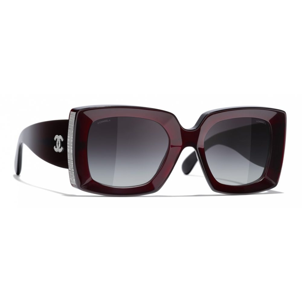 Chanel - Rectangle Sunglasses - Dark Burgundy Gray - Chanel
