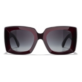 Chanel - Occhiali Rettangolari da Sole - Bordeaux Scuro Grigio - Chanel Eyewear