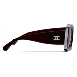 Chanel - Occhiali Rettangolari da Sole - Bordeaux Scuro Grigio - Chanel Eyewear