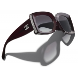 Chanel - Occhiali Rettangolari da Sole - Bordeaux Scuro Grigio - Chanel Eyewear