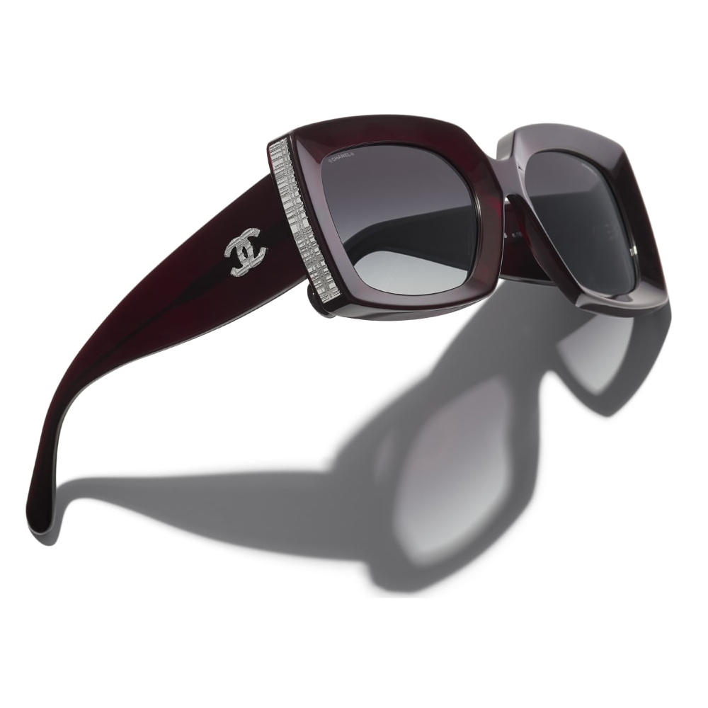 Chanel - Rectangle Sunglasses - Dark Burgundy Gray - Chanel Eyewear -  Avvenice