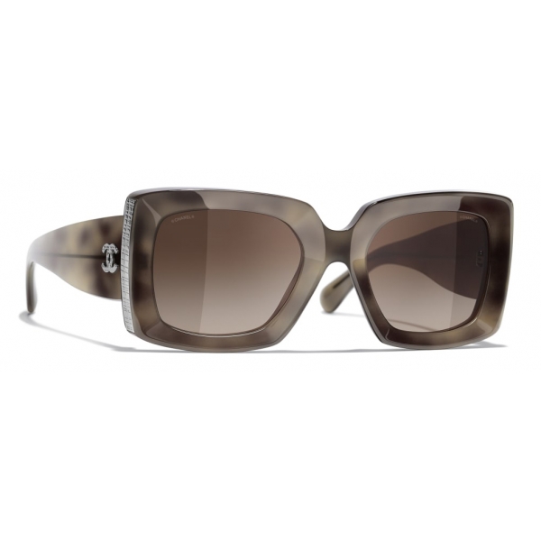 Chanel - Rectangle Sunglasses - Tortoise Silver Brown - Chanel Eyewear