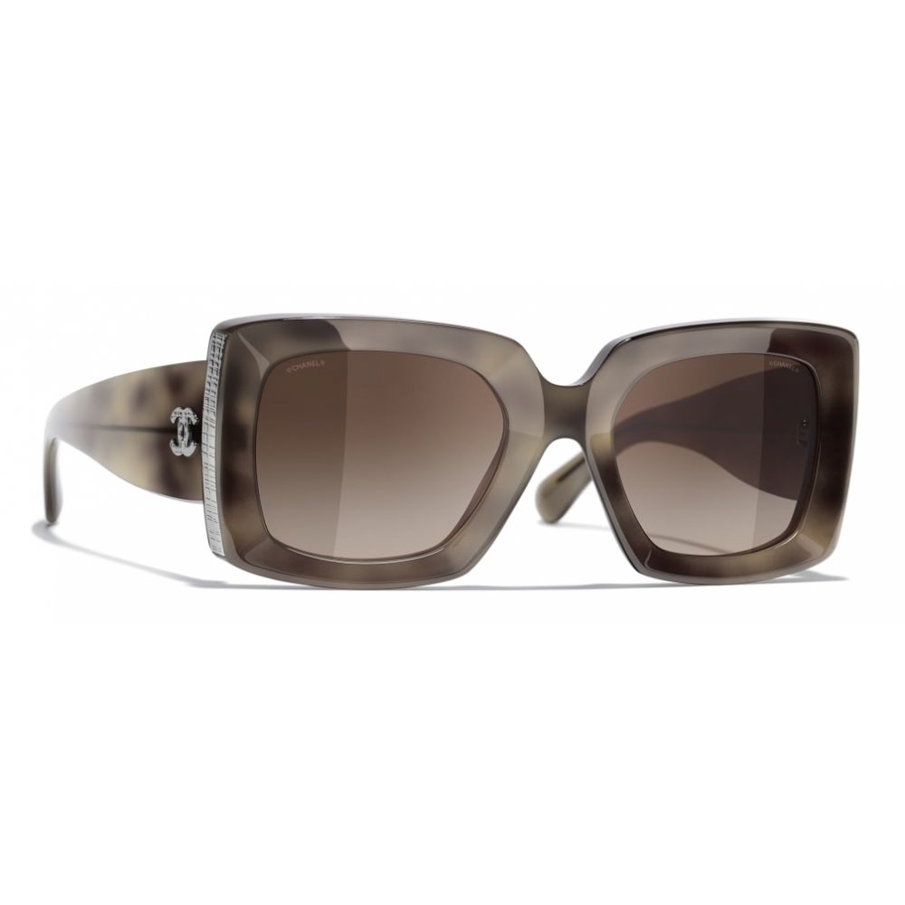 Chanel - Rectangle Sunglasses - Tortoise Silver Brown - Chanel