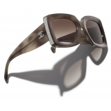 Chanel - Rectangle Sunglasses - Tortoise Silver Brown - Chanel Eyewear