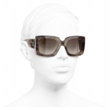 Chanel - Rectangle Sunglasses - Tortoise Silver Brown - Chanel Eyewear