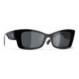 Chanel - Occhiali Rettangolari da Sole - Nero Grigio - Chanel Eyewear