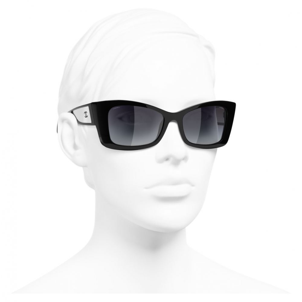 Chanel - Rectangle Sunglasses - Black Gray Gradient - Chanel