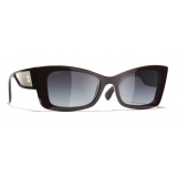 Chanel - Rectangle Sunglasses - Dark Red White Gold - Chanel Eyewear