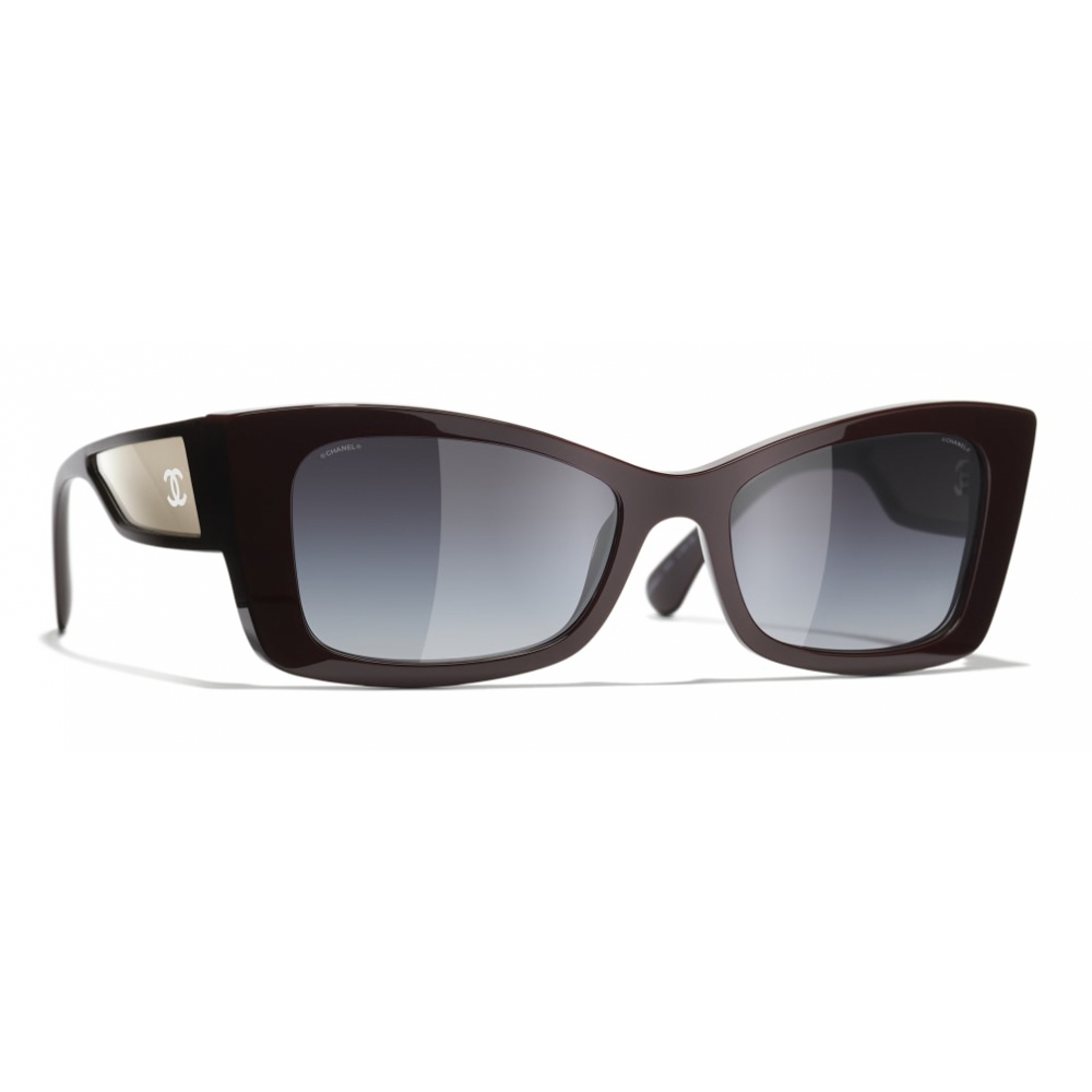 Chanel - Rectangle Sunglasses - Dark Red White Gold - Chanel Eyewear -  Avvenice